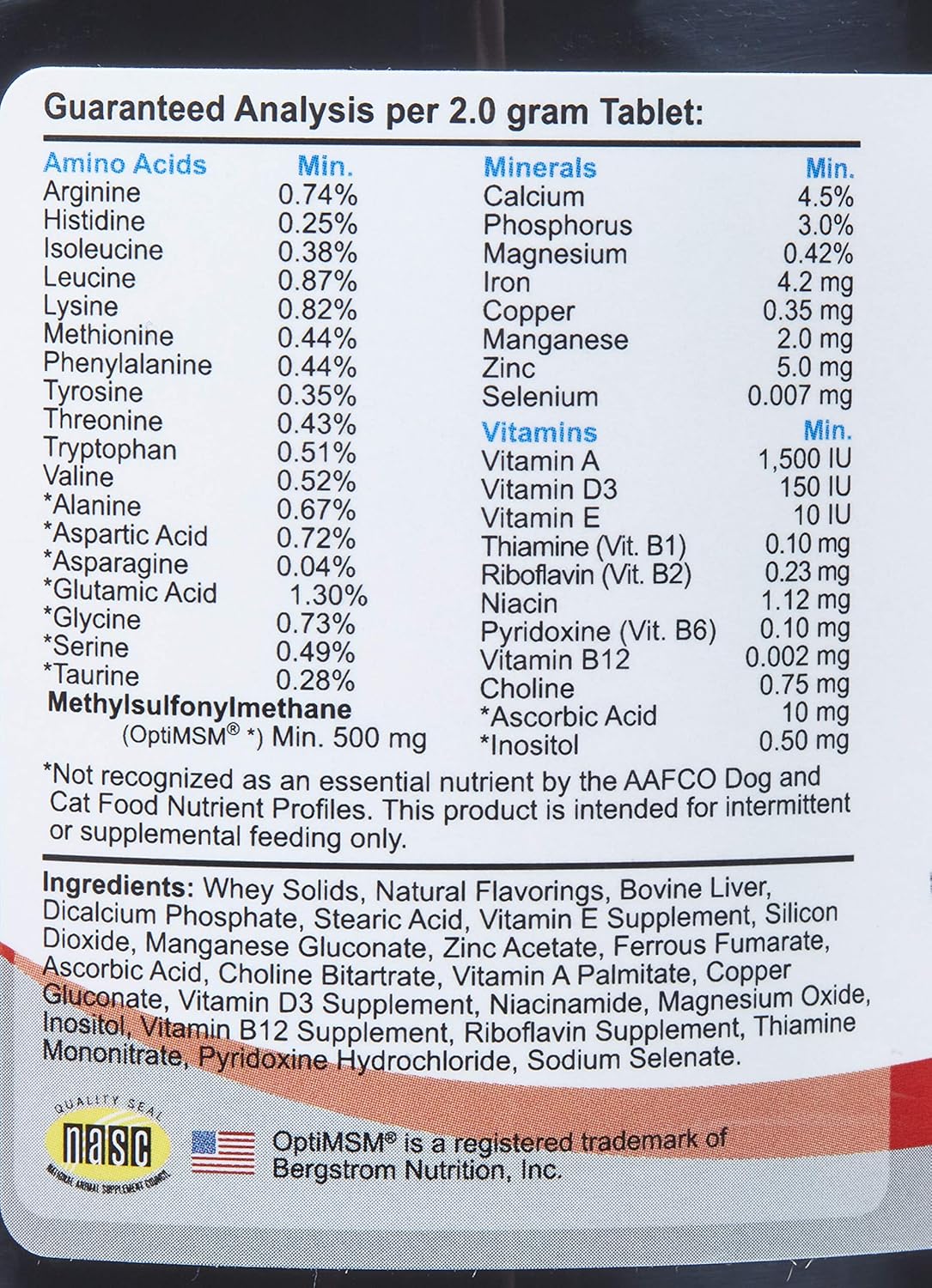 Geriatric Dog Supplement with MSM, Superoxide Dismutase, Ester-C, 19 Vitamins and Minerals, 18 Amino Acids - 350 Count - Made in USA