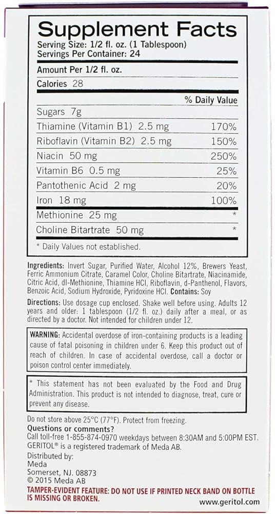 Geritol Liquid Energy Support with B-Vitamins - 12 Fl Oz x 2 Pack