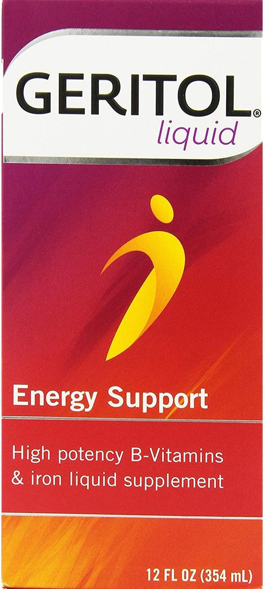 Geritol Liquid Energy Support with B-Vitamins - Pack of 5, 12 oz Bottles