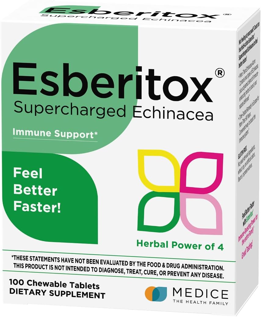 German-Made ESBERITOX Herbal Supplement with Echinacea for Immune Support - 100 Tablets - Wild Indigo Root & Purple Coneflower