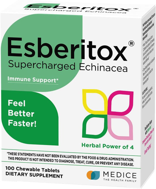 German-Made ESBERITOX Herbal Supplement with Echinacea for Immune Support - 100 Tablets - Wild Indigo Root & Purple Coneflower