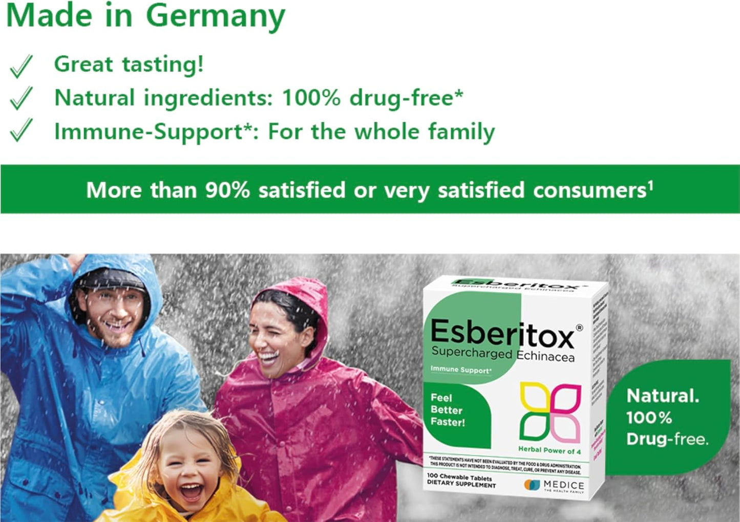 German-Made ESBERITOX Herbal Supplement with Echinacea for Immune Support - 100 Tablets - Wild Indigo Root & Purple Coneflower