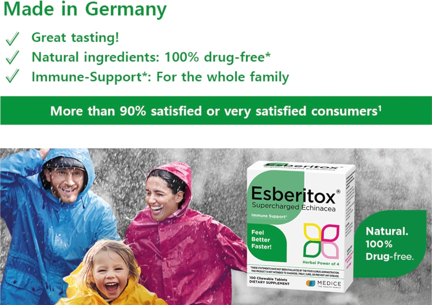 German-Made ESBERITOX Herbal Supplement with Echinacea for Immune Support - 100 Tablets - Wild Indigo Root & Purple Coneflower