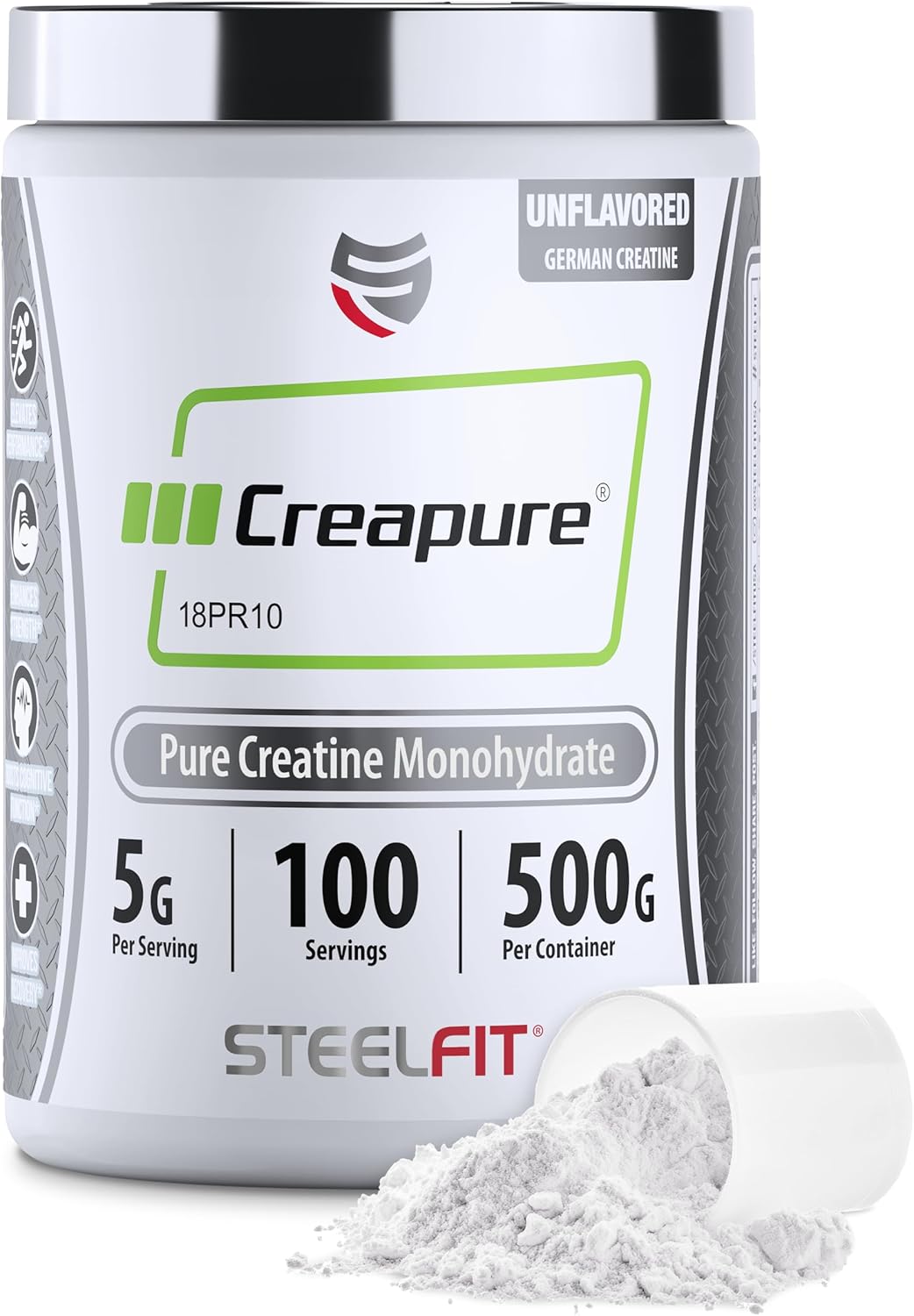 German Micronized Creapure Creatine Monohydrate Powder for Muscle Gain & Strength Building - Unflavored Gym Workout Supplement for Men & Women