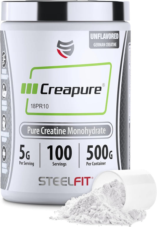 German Micronized Creapure Creatine Monohydrate Powder for Muscle Gain & Strength Building - Unflavored Gym Workout Supplement for Men & Women