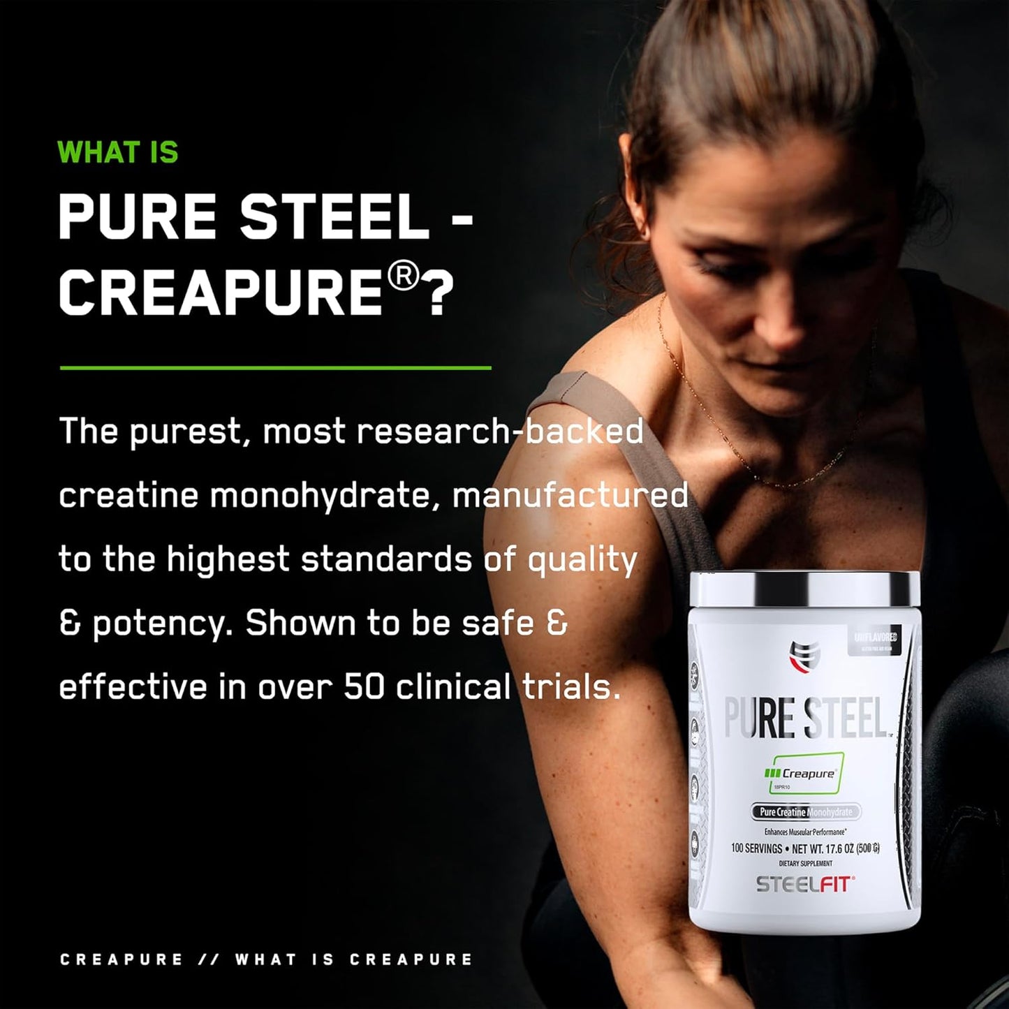 German Micronized Creapure Creatine Monohydrate Powder for Muscle Gain & Strength Building - Unflavored Gym Workout Supplement for Men & Women