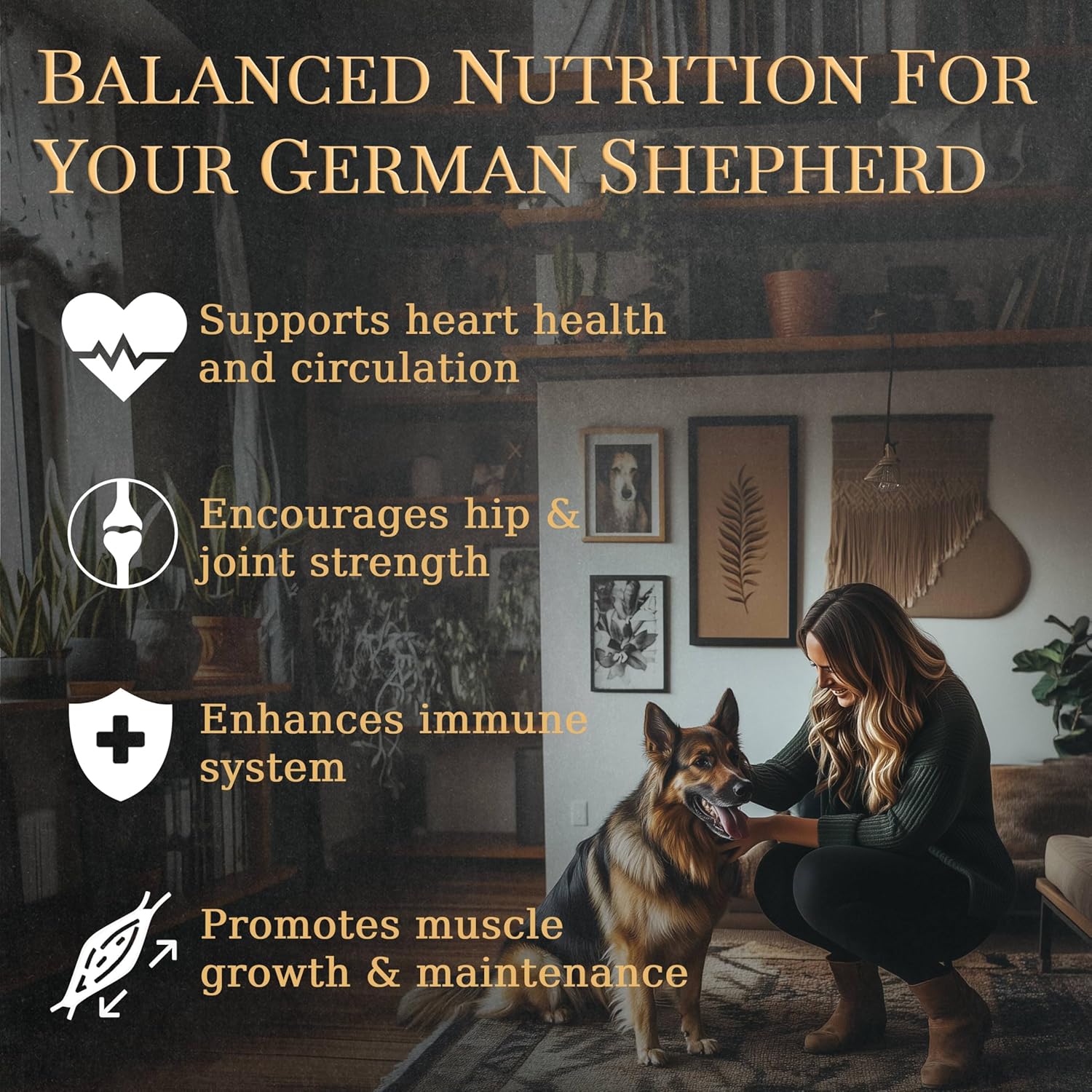 German Shepherd Multivitamins, 90 Count - Premium Balanced Nutrition with Real Bacon, Made in USA