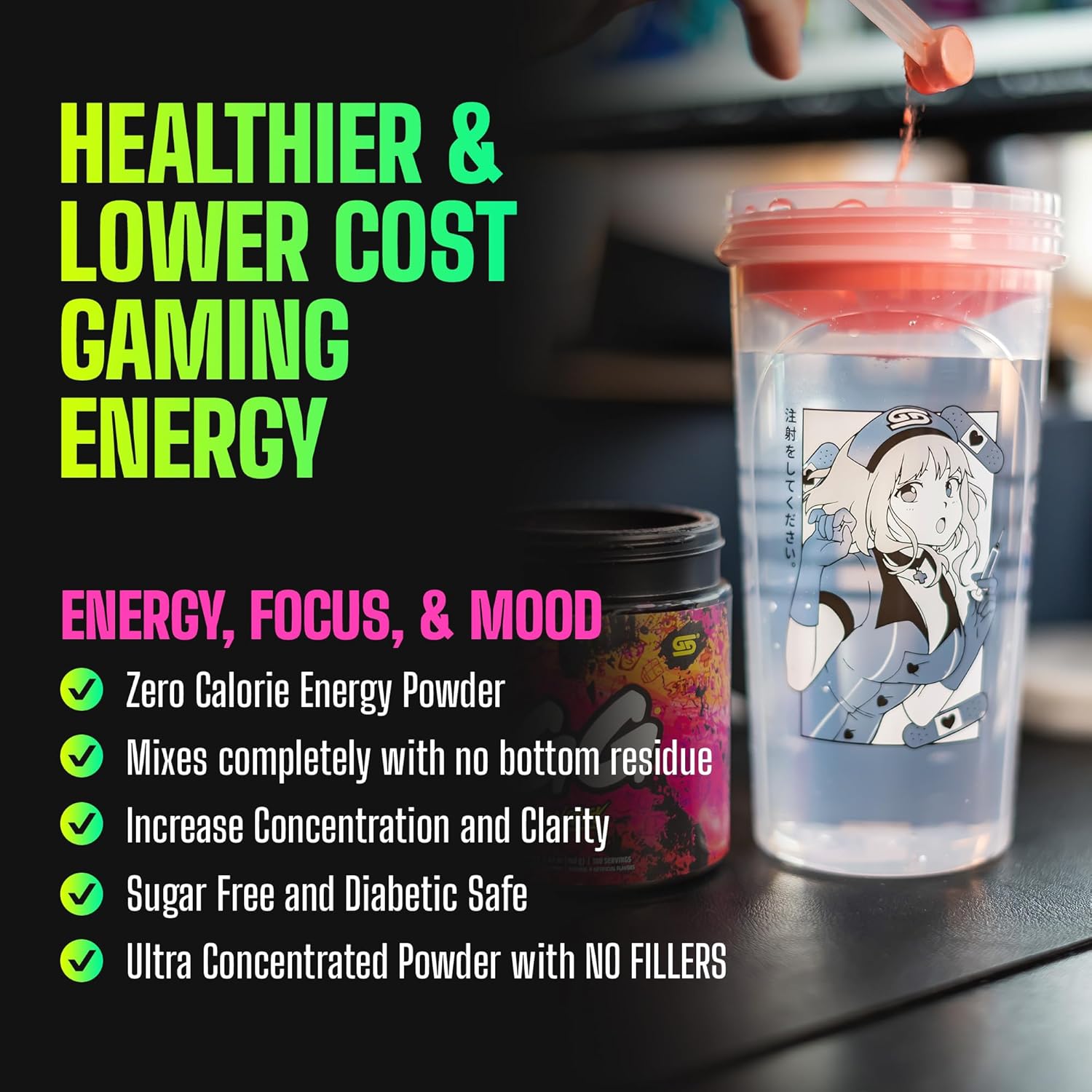 GG Energy Guacamole Gamer Fart 9000: Keto-Friendly Energy Drink with Caffeine, Vitamins, and Nootropics - 100 Servings