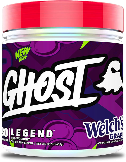 GHOST Legend V4 Pre-Workout Powder, Welch's Grape Flavor - 30 Servings for Energy & Focus, with Choline, L-Citrulline, Beta Alanine - Pre-Workout for Men & Women
