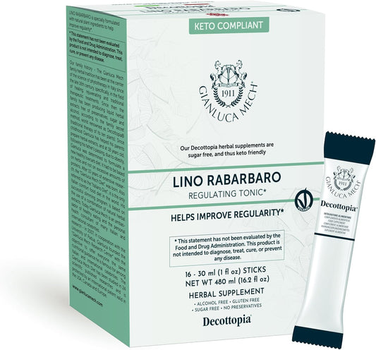 GIANLUCA MECH SpA Rhubarb Flax Diuretic Tonic Sticks - Keto Compliant Food Supplement (16x30ml)