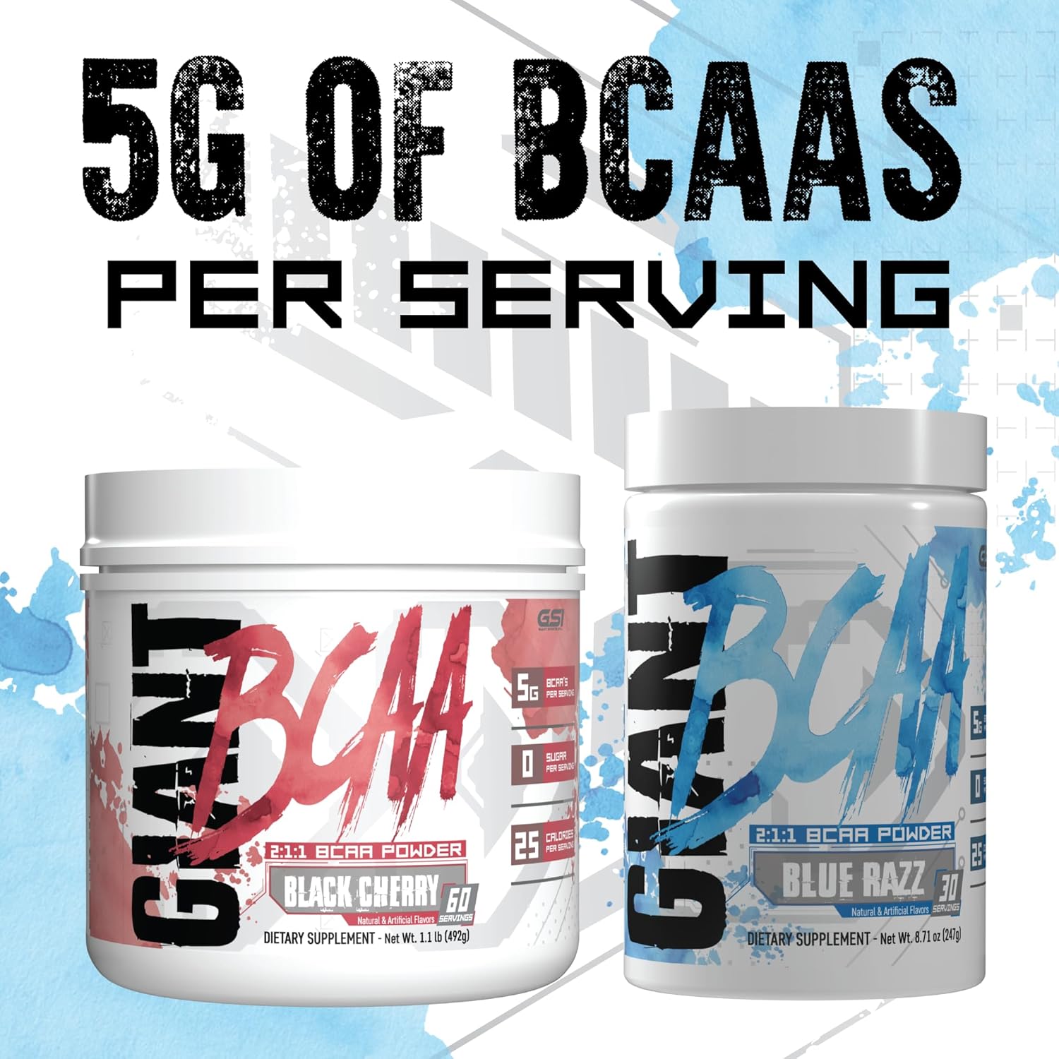 Giant Performance Edge BCAA Watermelon Flavor - 60 Servings, Boost Performance & Recovery