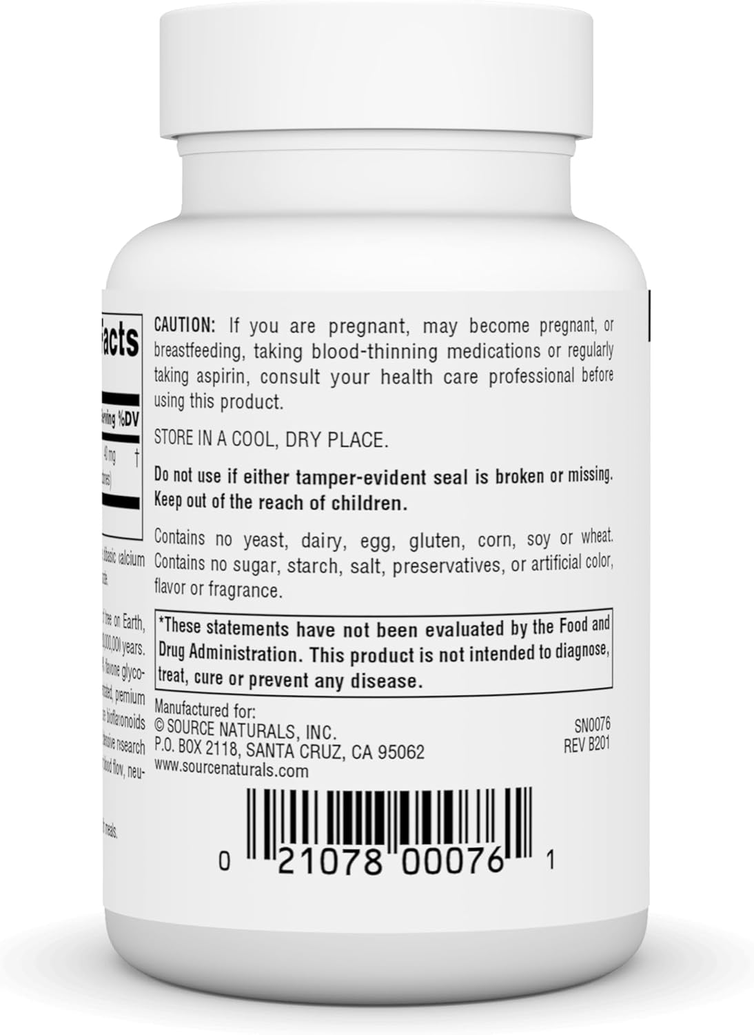 Ginkgo Biloba Extract 40mg Tablets - Promotes Mental Acuity - Source Naturals Ginkgo-24 - 120 Count
