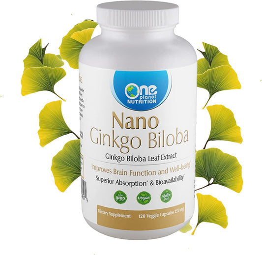 Ginkgo Biloba Extract Capsules for Concentration & Focus - Vegan, Gluten-Free, Non-GMO - 120 Capsules, 250mg