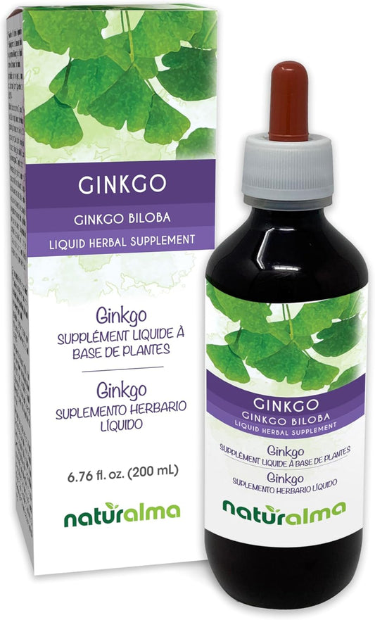 Ginkgo Biloba Leaf Tincture - 6.76 fl oz Liquid Extract Drops - Alcohol-Free Herbal Supplement - Vegan Friendly