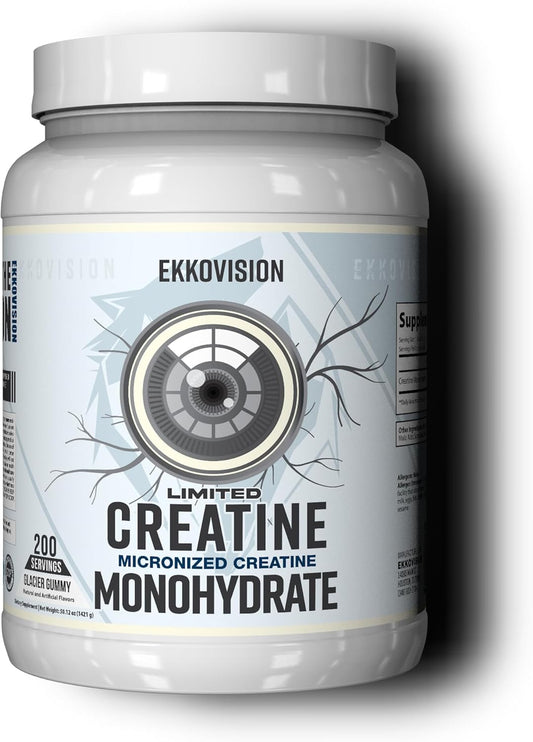 Glacier Gummy Creatine Monohydrate Powder for Energy Support, Pre & Post Workout, Micronized, Easy to Mix, 200 Servings