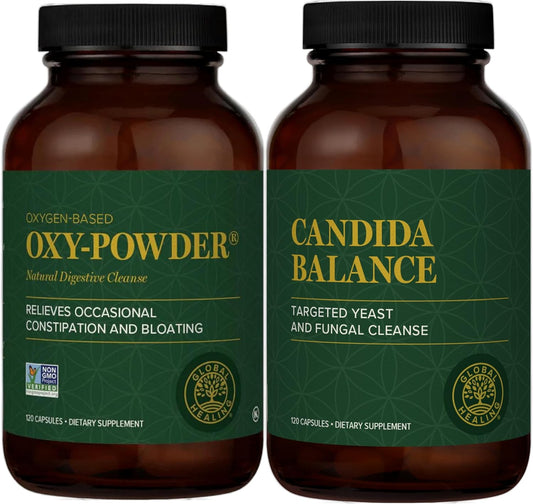 Global Healing Center Oxy-Powder and Candida Cleanse Kit - Natural Colon Cleanser and Detox for Candida Cleanse