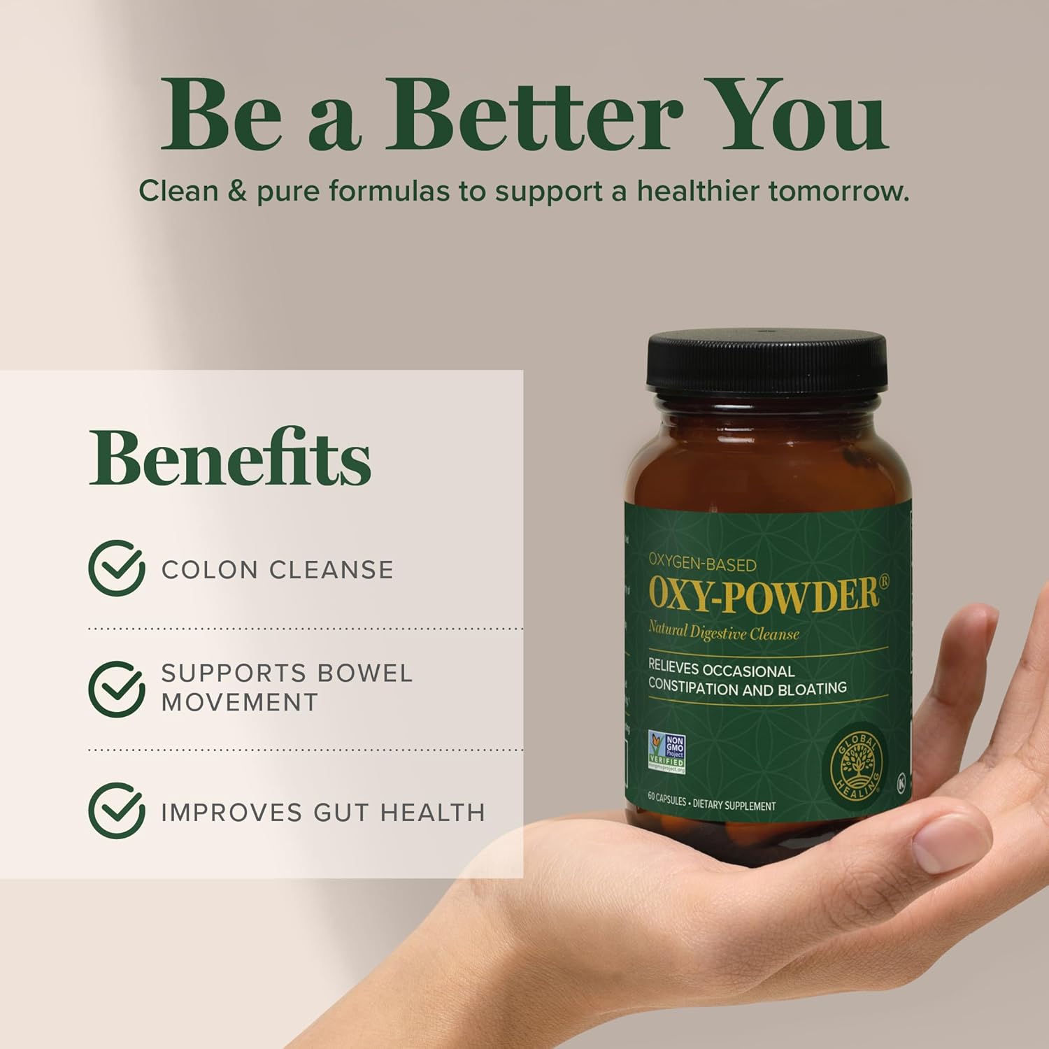 Global Healing Oxy-Powder Colon Cleanse - Constipation Relief, Magnesium Oxide Detox for Weight Loss & Gut Cleanse