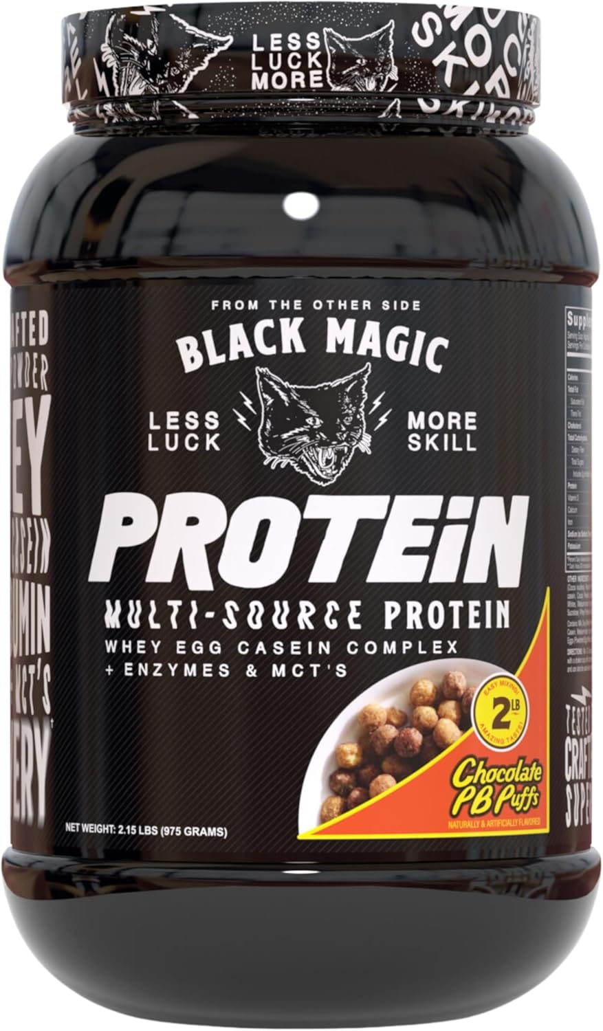 Global Nutrition Bundle: Black Magic Multi-Source Protein Powder with Enzymes for Muscle Mass Gain - Chocolate PB Puffs 2LB & Keychain