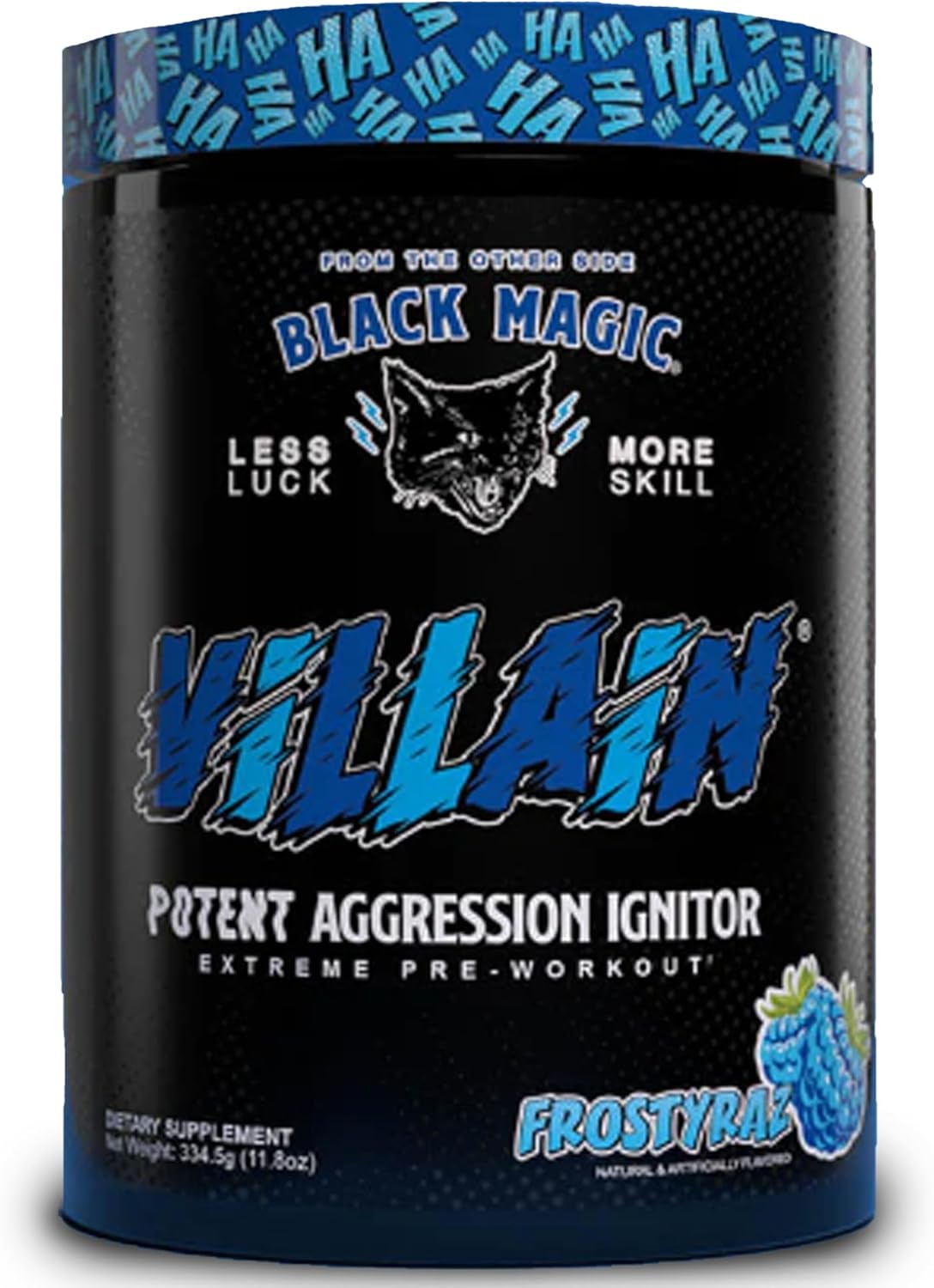 Global Nutrition Bundle for Black Magic Supply Frosty Blue Villain Pre Workout - High-Stim Nootropic with Beta-Alanine, L-Tyrosine, & Caffeine - 25 Servings + Multi-Purpose Keychain