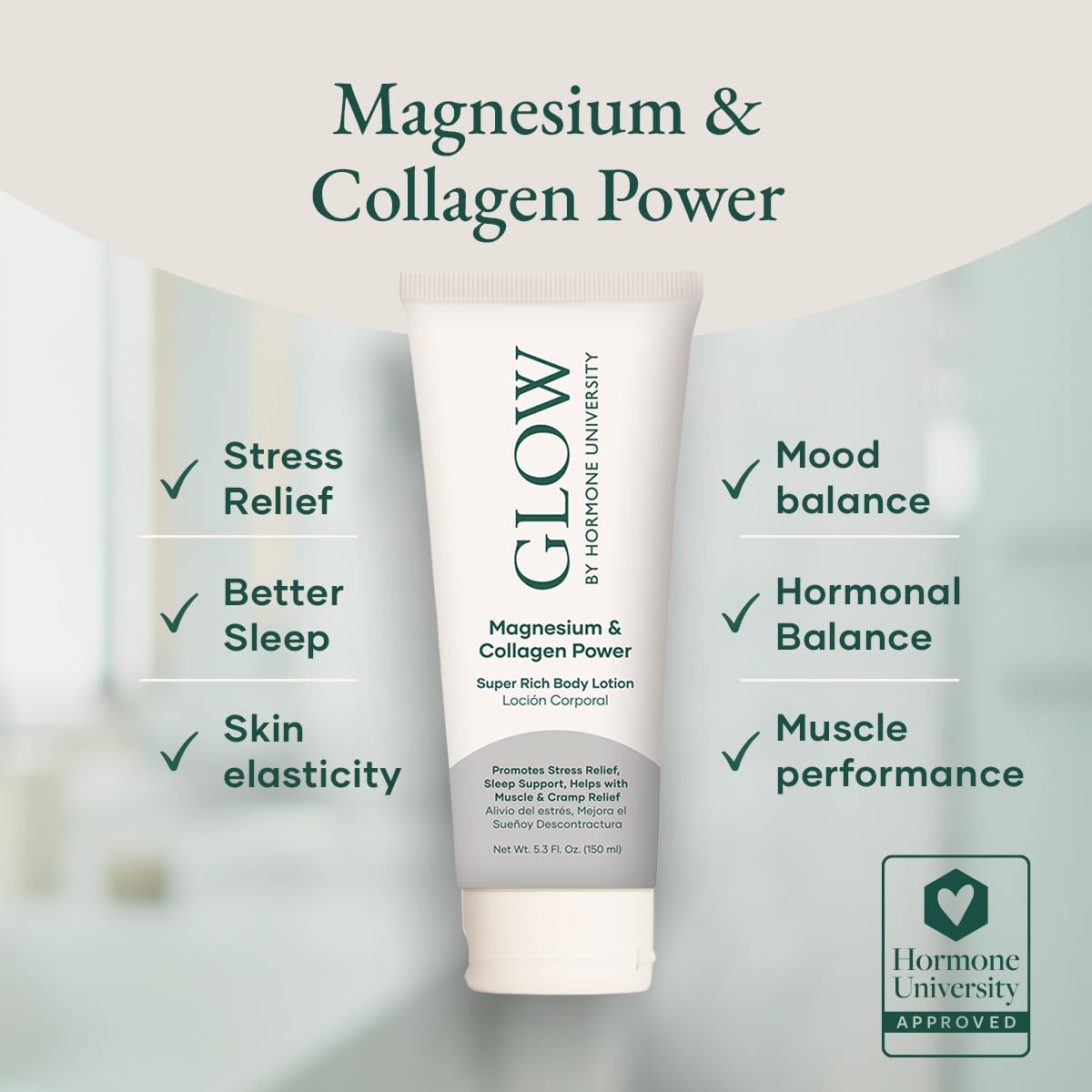 Glow Botanica Collagen Magnesium Lotion - Bedtime Sleep Cream - Zechstein Magnesium Chloride - 5.3Oz