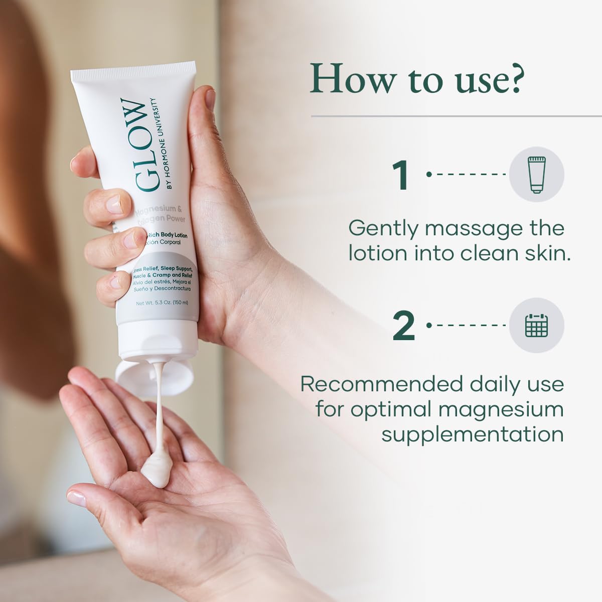 Glow Botanica Collagen Magnesium Lotion - Bedtime Sleep Cream - Zechstein Magnesium Chloride - 5.3Oz