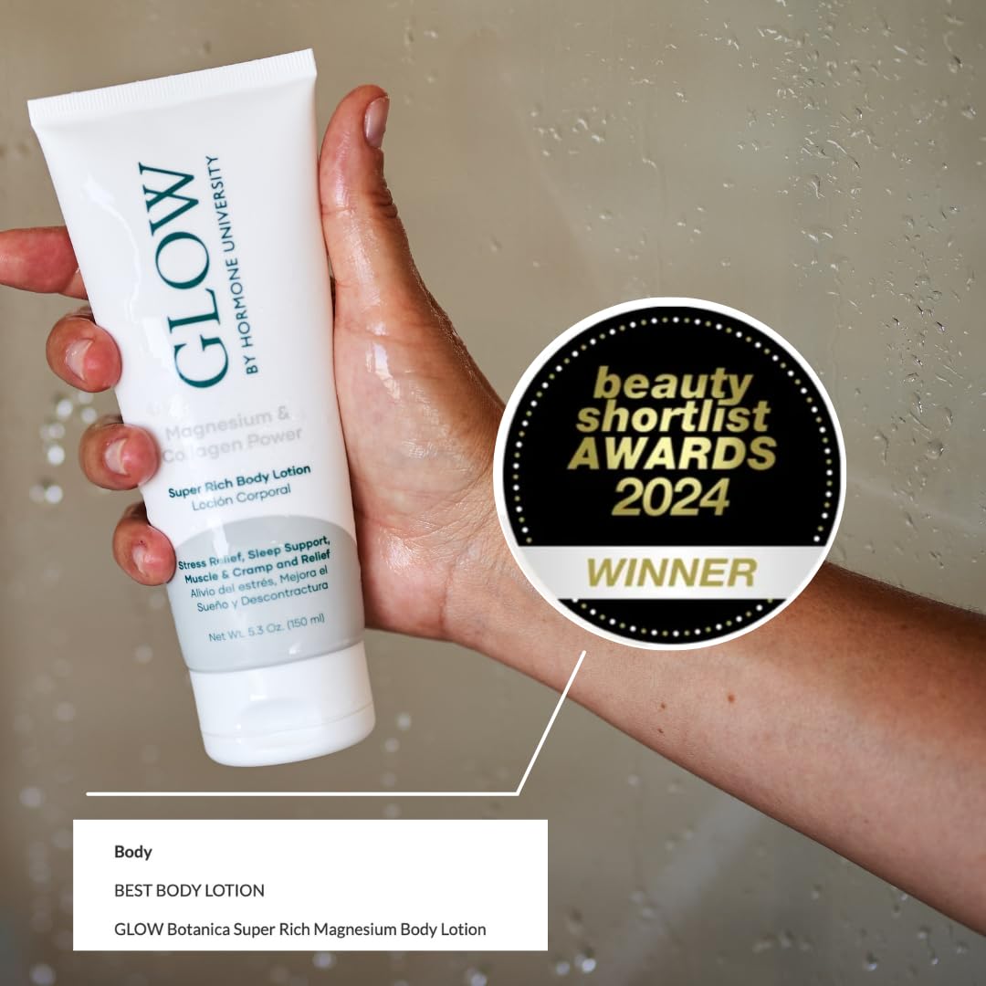 Glow Botanica Collagen Magnesium Lotion - Bedtime Sleep Cream - Zechstein Magnesium Chloride - 5.3Oz