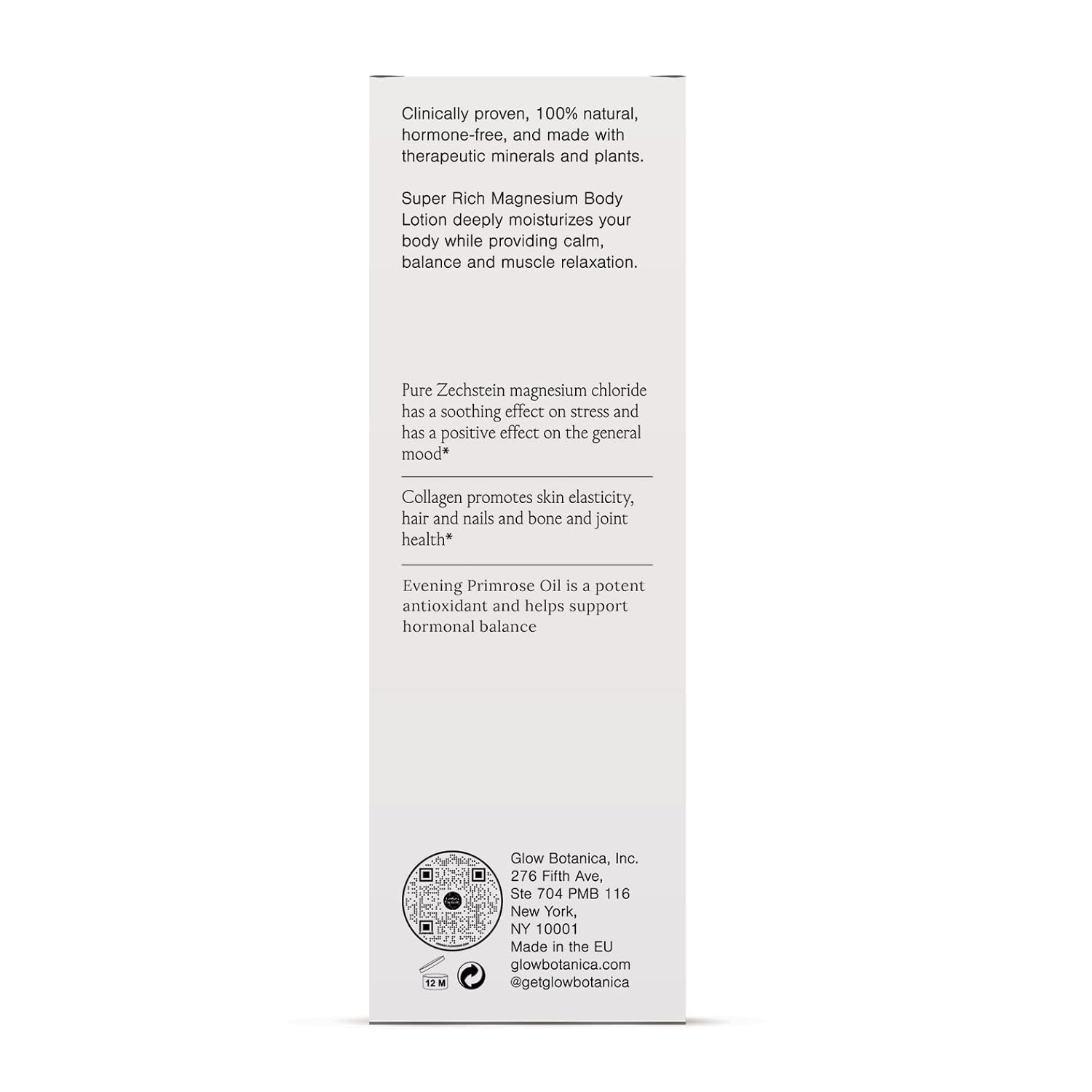 Glow Botanica Collagen Magnesium Lotion - Bedtime Sleep Cream - Zechstein Magnesium Chloride - 5.3Oz