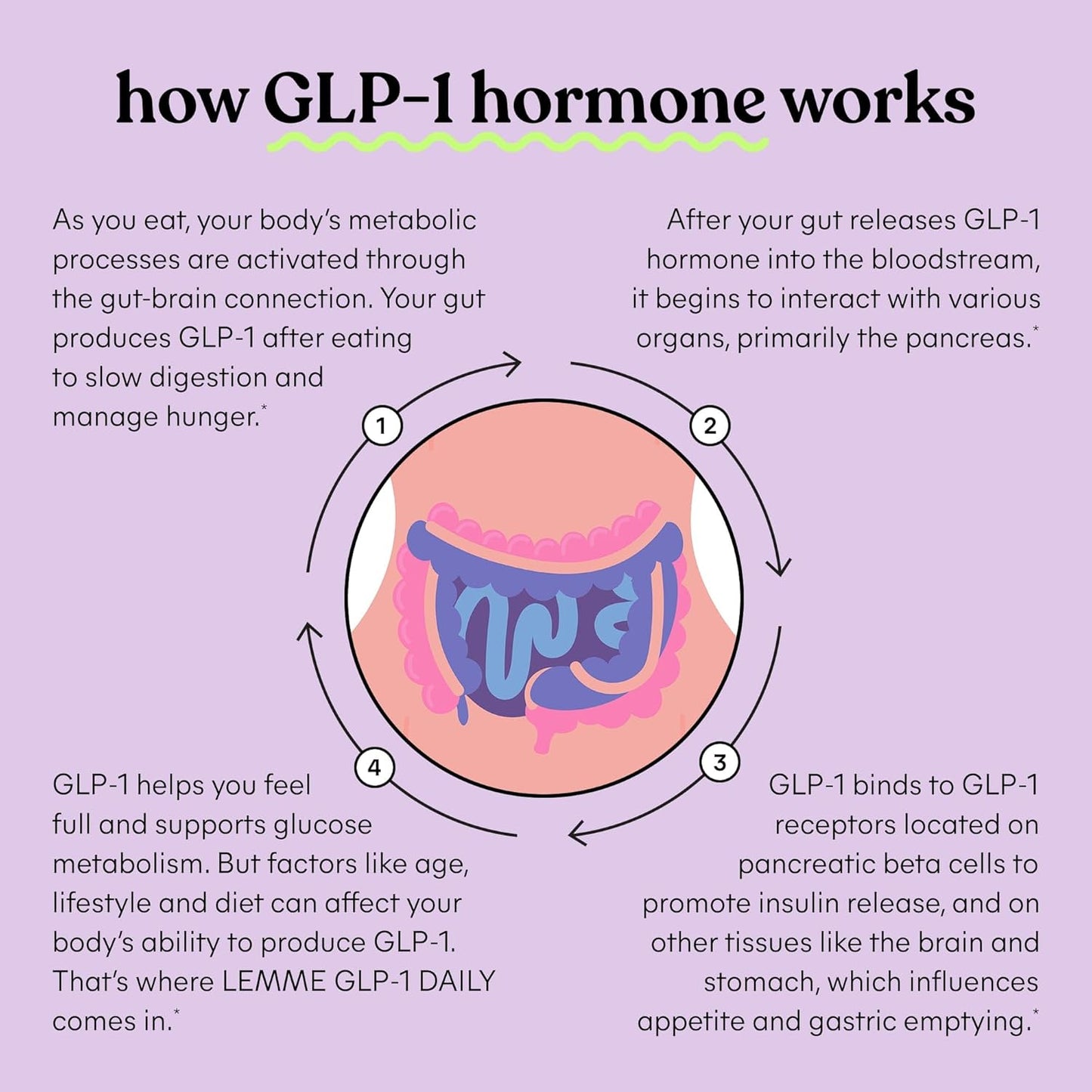 GLP-1 Daily Supplement for Hunger & Cravings, Fat Loss Support, 1 Month Supply