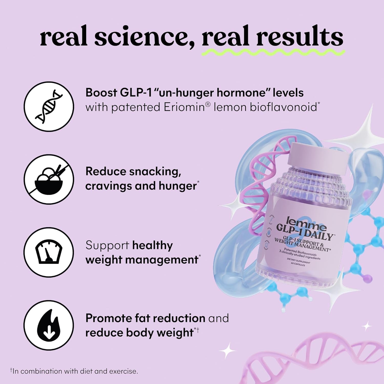 GLP-1 Daily Supplement for Hunger & Cravings, Fat Loss Support, 1 Month Supply