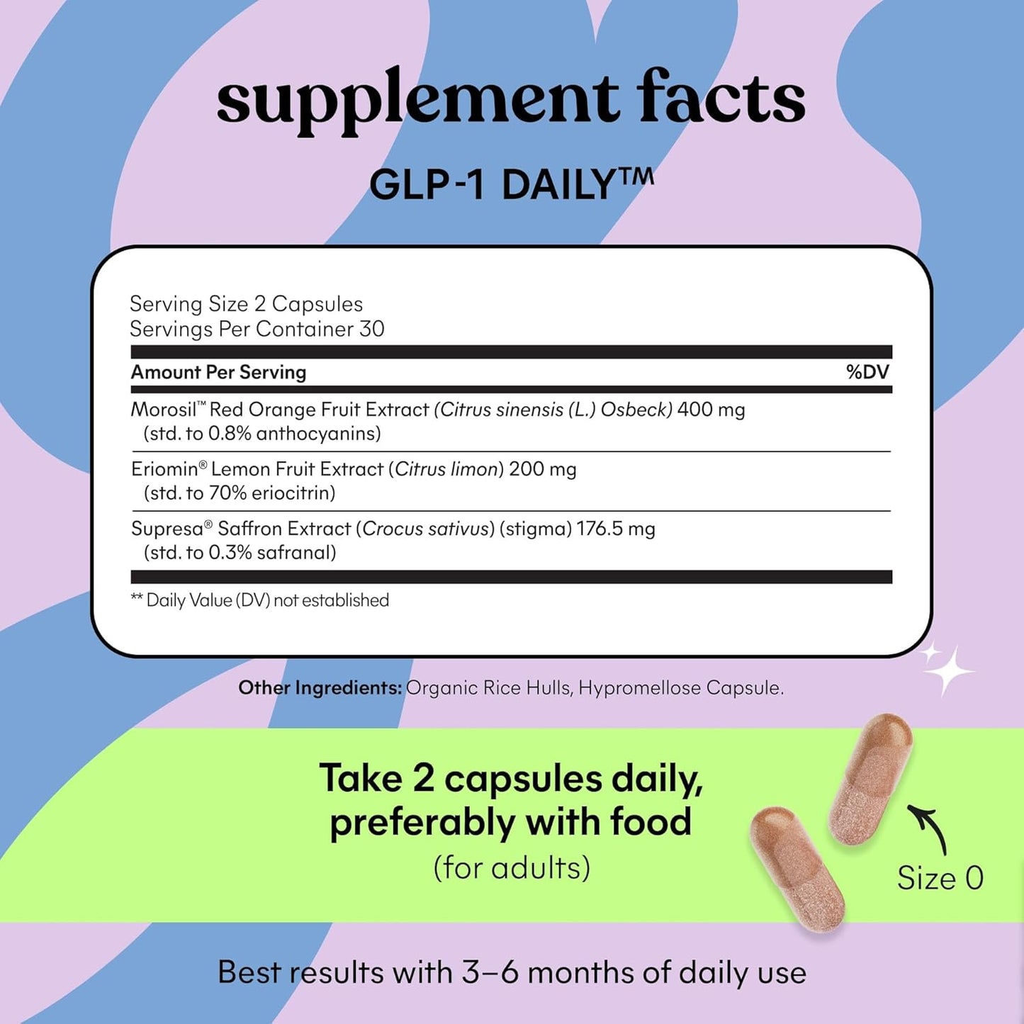 GLP-1 Daily Supplement for Hunger & Cravings, Fat Loss Support, 1 Month Supply