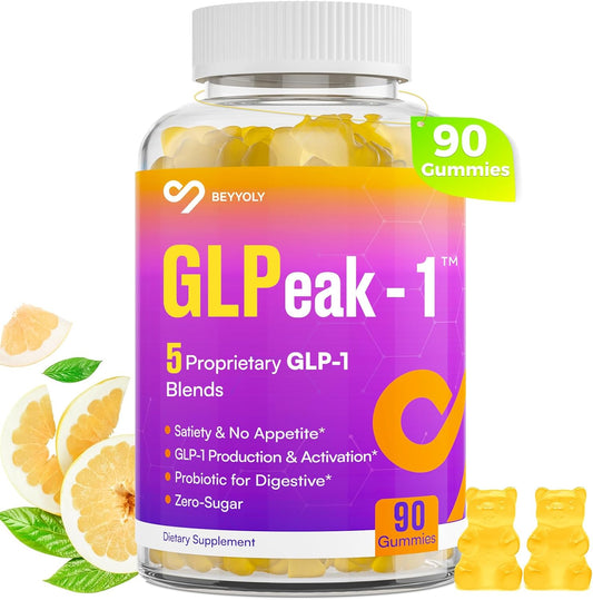 GLP-1 Gummy Supplement with Akkermansia Probiotic & Berberine for Men & Women, Yuzu Flavor, 60 Gummies, Zero-Sugar, Natural Support