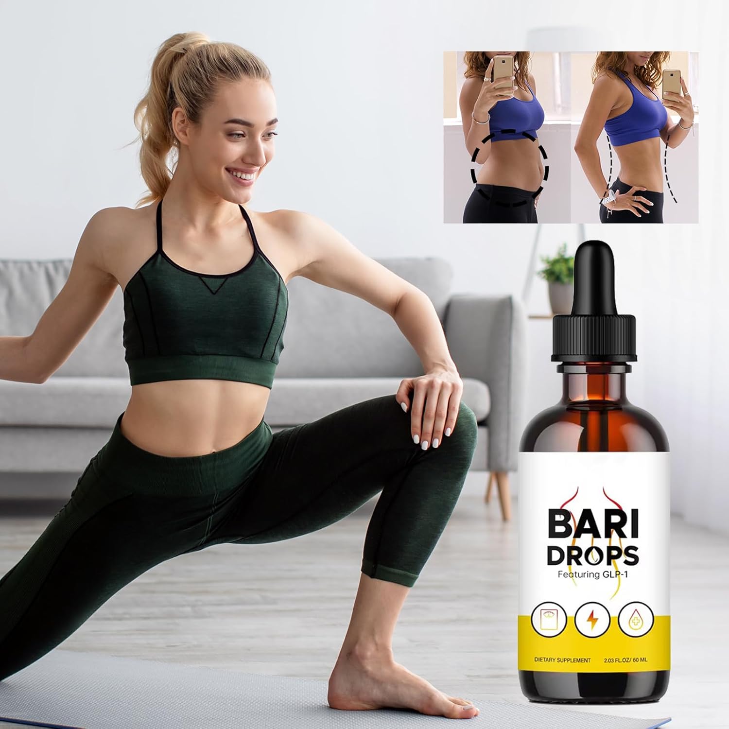GLP-1 Hunger & Metabolism Support Drops - Liquid Supplement for Bariatric Patients - 2 Bottles, 30 Day Supply