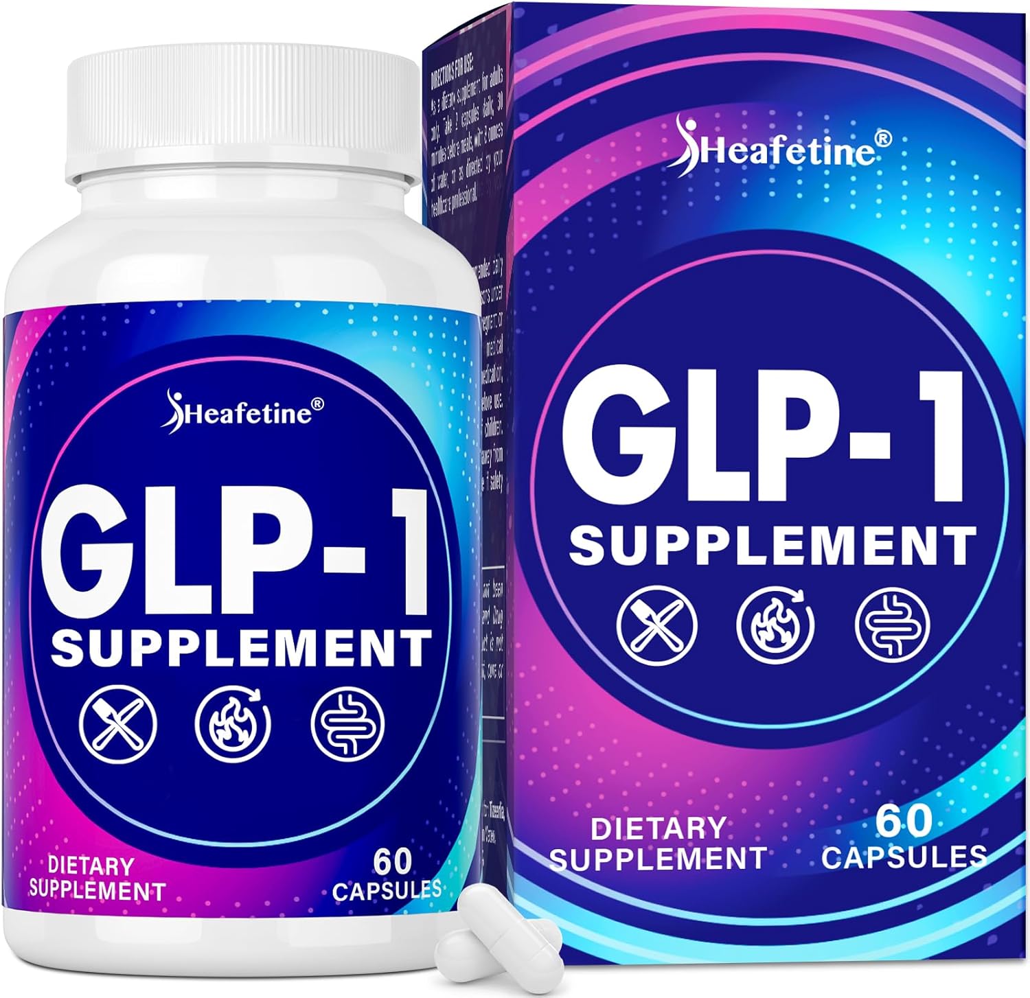 GLP-1 Supplement Capsules for Gut Health and Energy Support with Probiotics, Hops, and Green Tea Extract - 60 Count