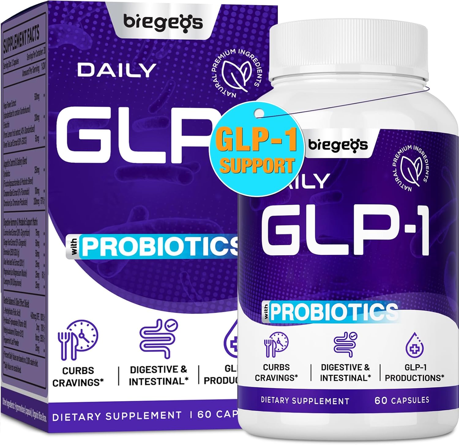 GLP-1 Supplement Capsules with Synbiotics, Green Tea Extract & Eriocitrin - Promotes Natural GLP-1 Production, Supports Healthy GLP-1 Levels for Men & Women - 60 Capsules