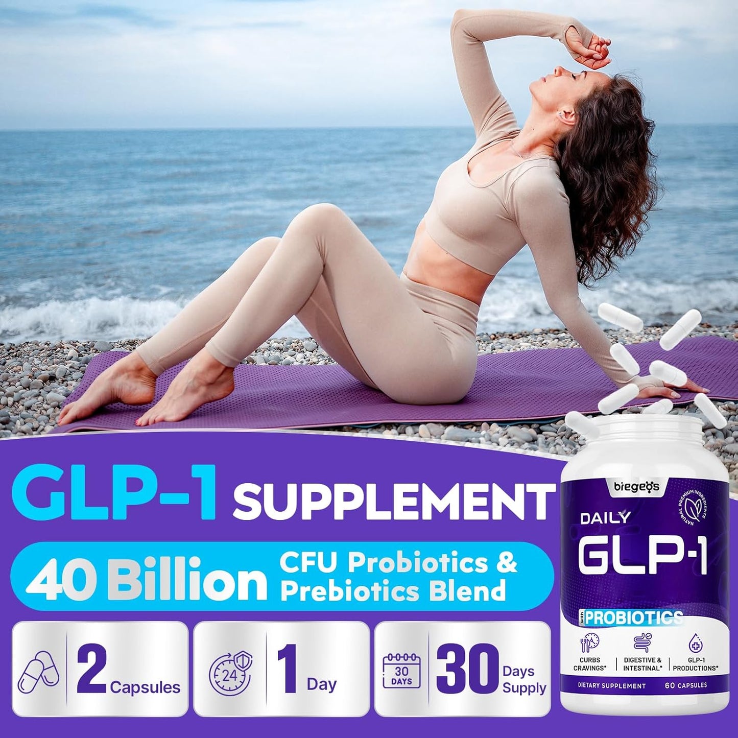 GLP-1 Supplement Capsules with Synbiotics, Green Tea Extract & Eriocitrin - Boost GLP-1 Production for Men & Women, 540 Count