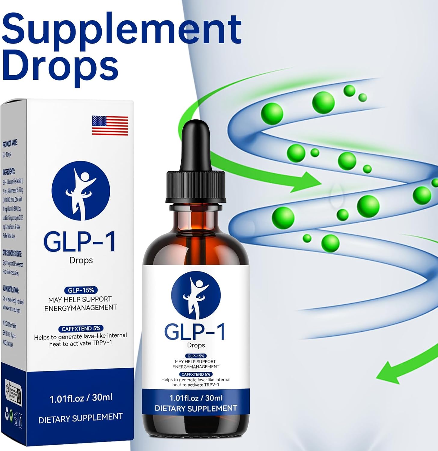 GLP-1 Supplement Drops for Men and Women - 1 Pack, 1.01 Fl Oz - Generic Formula