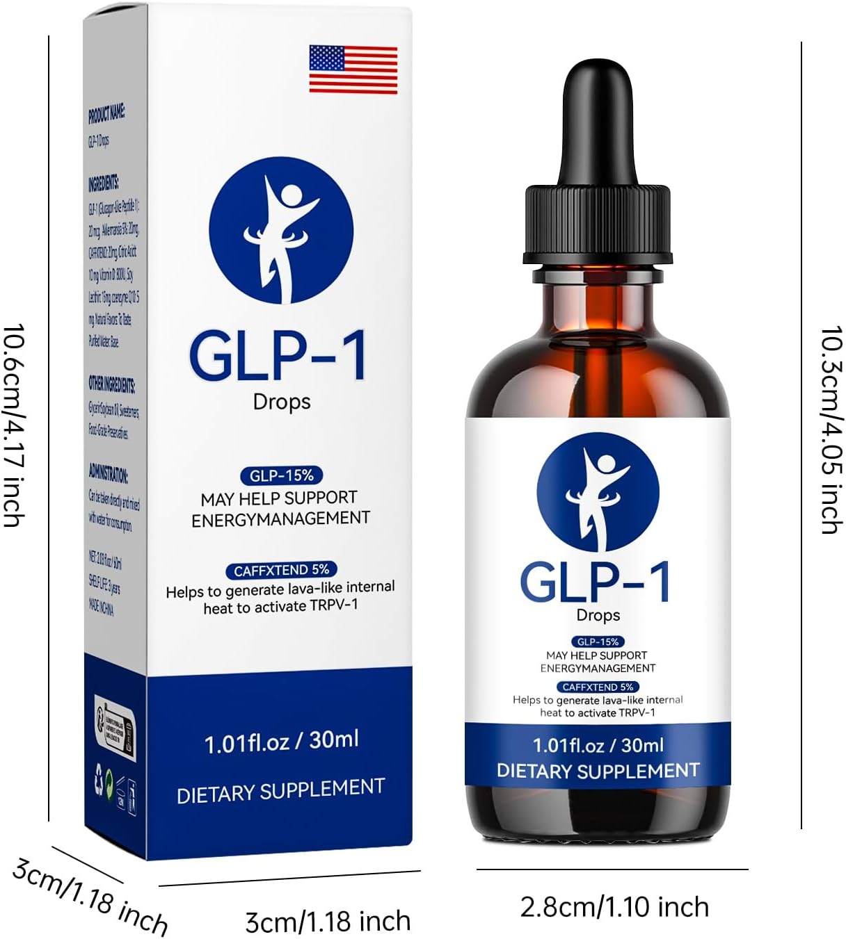 GLP-1 Supplement Drops for Men and Women - 1 Pack, 1.01 Fl Oz - Generic Formula