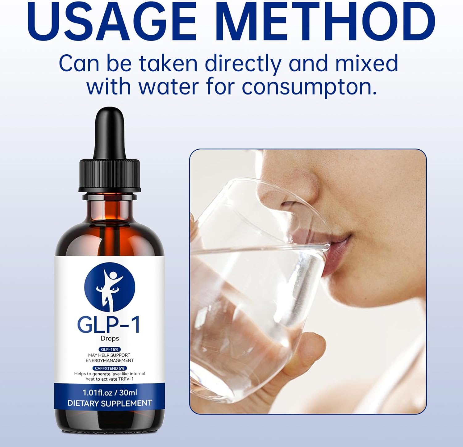 GLP-1 Supplement Drops for Men and Women - 1 Pack, 1.01 Fl Oz - Generic Formula