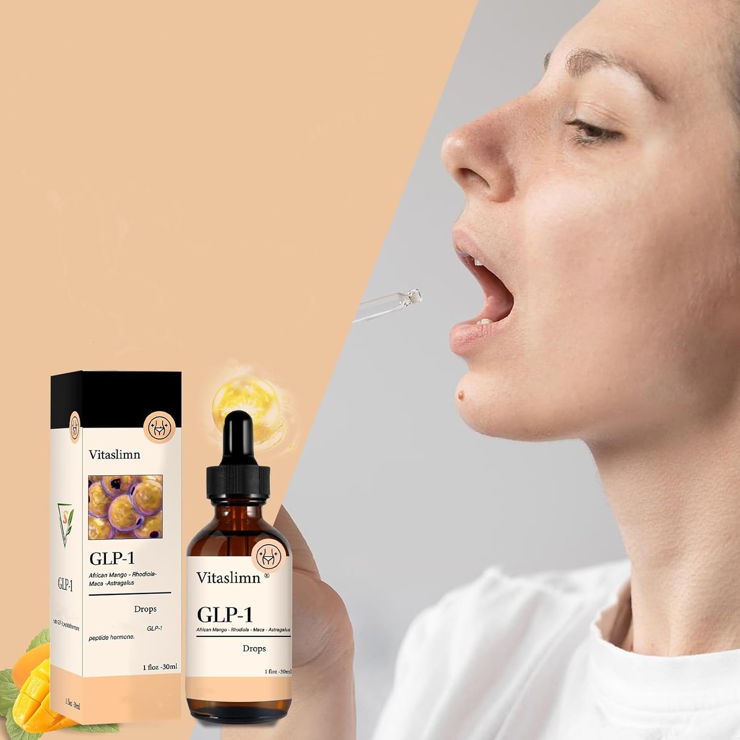 GLP-1 Supplement Drops for Weight Management and Appetite Control for Men and Women (1 Bottle)