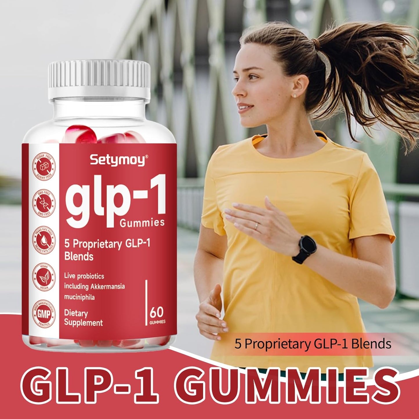 GLP-1 Supplement Gummies with Akkermansia Probiotic & Berberine - 60 Gummies for Men & Women
