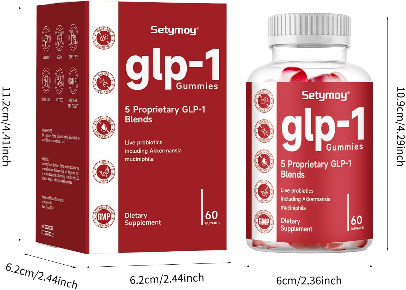 GLP-1 Supplement Gummies with Akkermansia Probiotic & Berberine - 60 Gummies for Men & Women