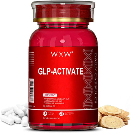 GLP-1 Supplement with Akkermansia Probiotic & Lactobacillus GG for Gut Health & Metabolism, 30 Capsules