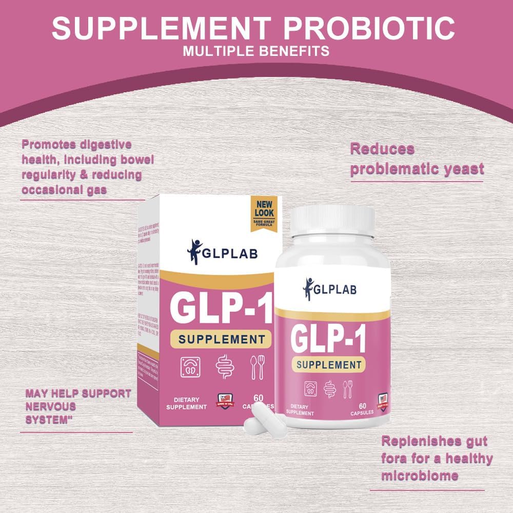 GLP-1 Supplement with Eriocitrin & Chicory Inulin Extract - Natural Probiotic Capsules for Men & Women (60 Count)