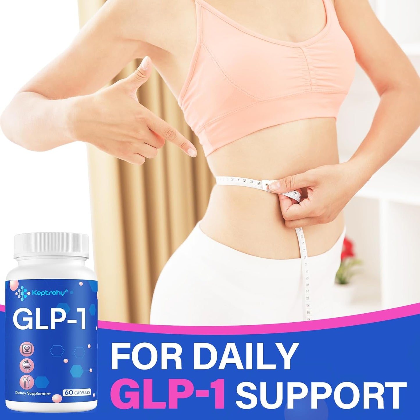 GLP-1 Support Supplement with Synbiotics & Hops Extract - Natural GLP-1 Level Boost - 60 Capsules