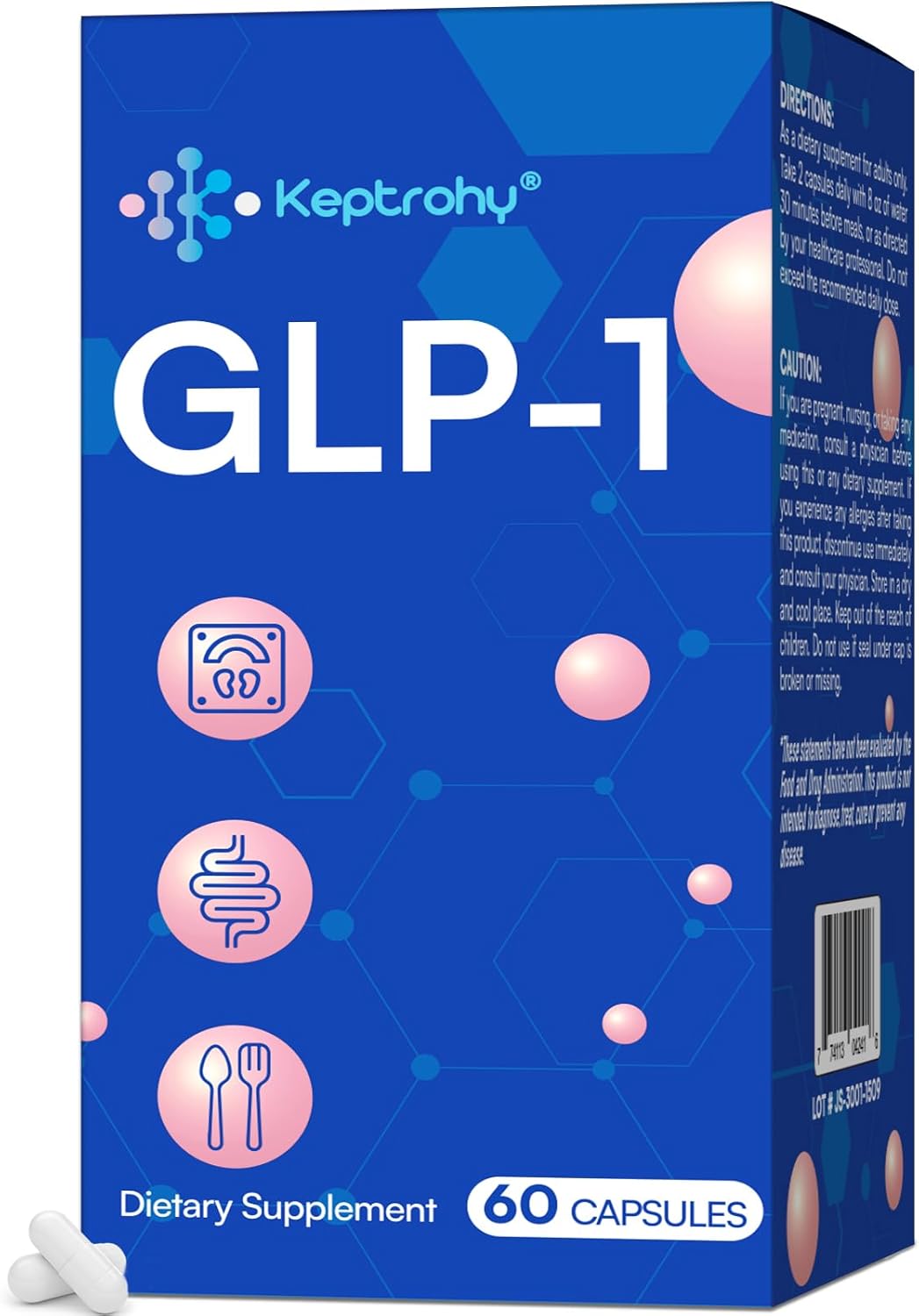 GLP-1 Support Supplement with Synbiotics & Hops Extract - Natural GLP-1 Level Boost - 60 Capsules