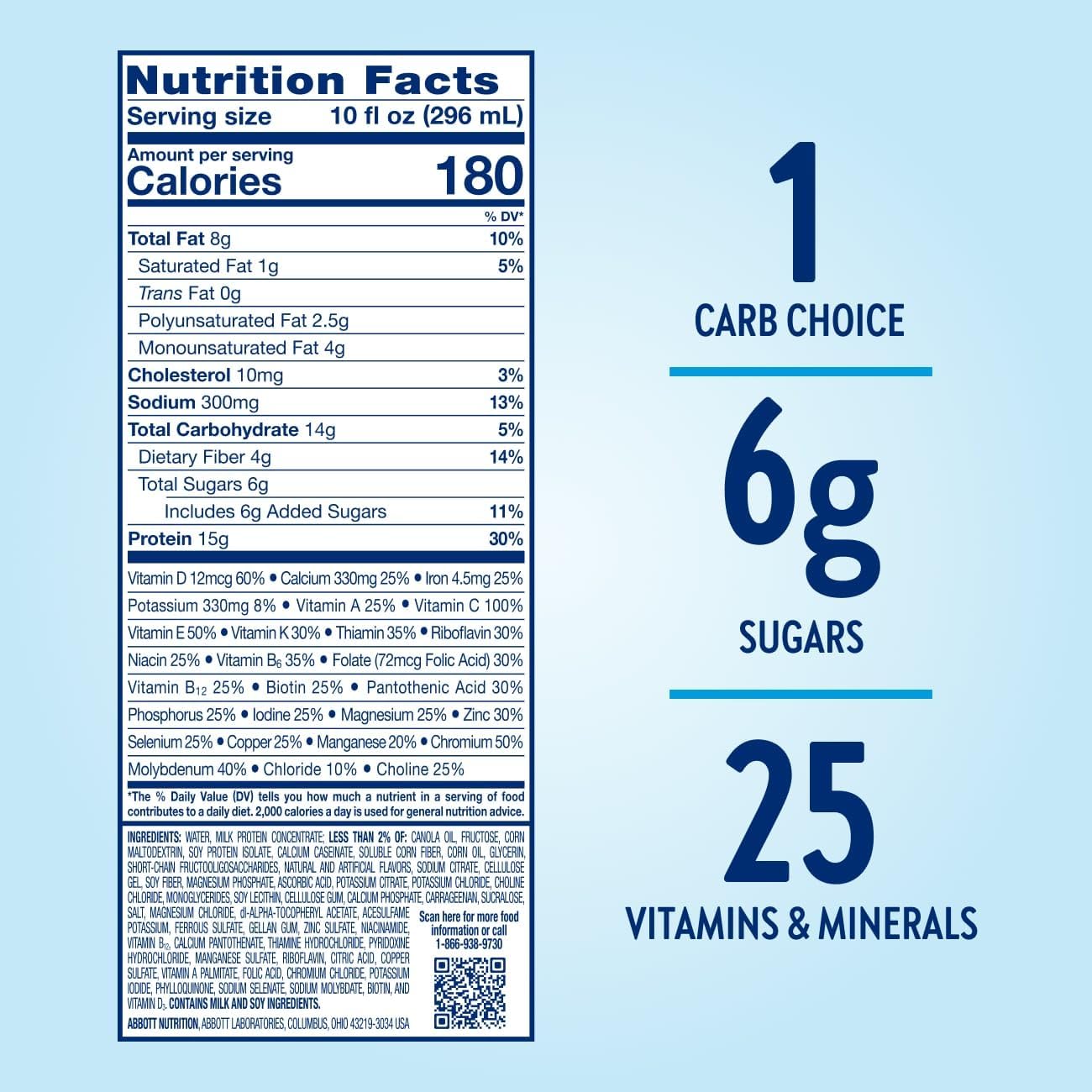Glucerna Hunger Smart Shake, Diabetic-friendly Protein Drink, 180 Calories, Classic Vanilla Flavor, 10-fl-oz Bottle, Pack of 6