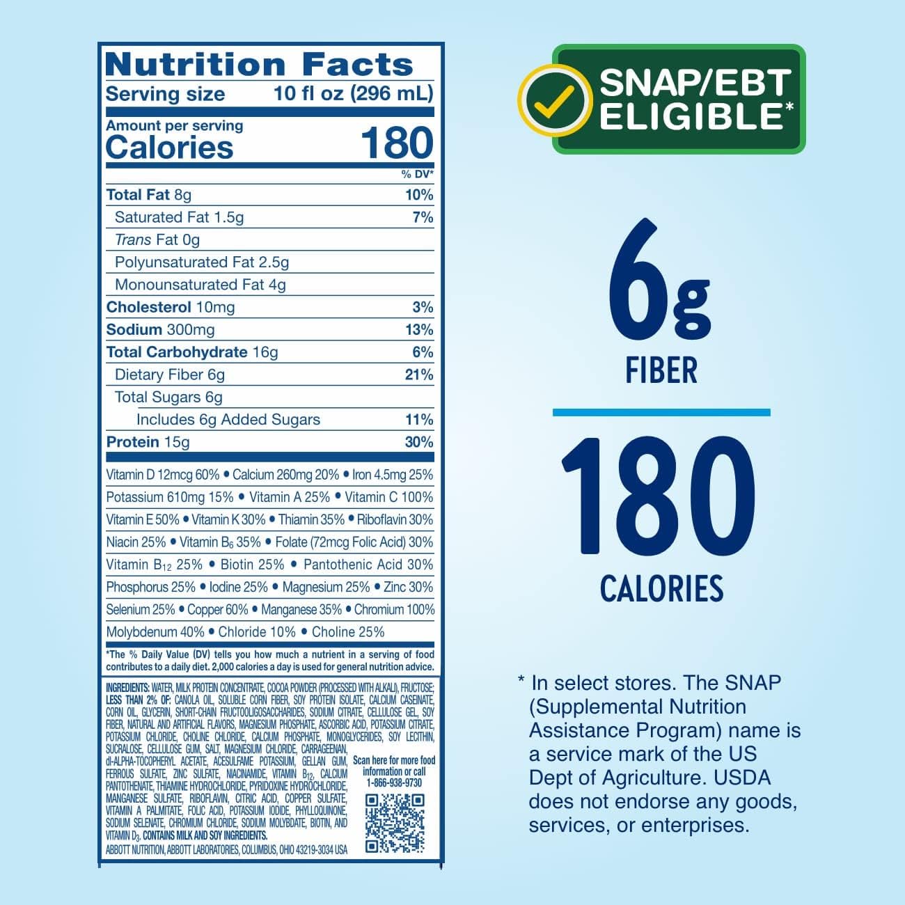 Glucerna Hunger Smart Shake, Diabetic-friendly Support Drink with 15g Protein, 180 Calories, Classic Chocolate Flavor, 10-fl-oz Bottles, 24 Pack
