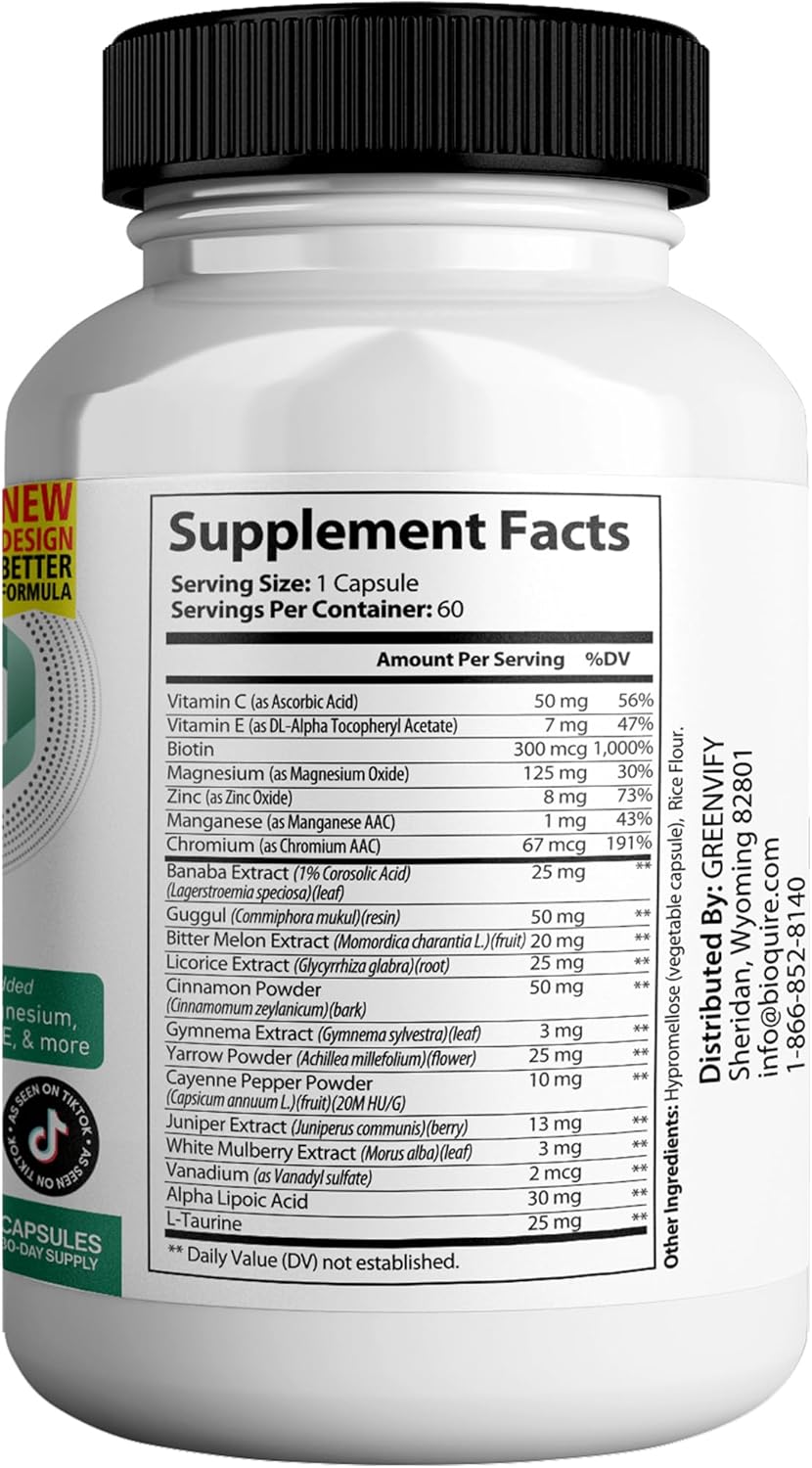 Gluco6 Max Advanced Wellness Support Capsules with Magnesium, Vitamin C, Zinc, and Banaba Leaf - Non-GMO, Gluten-Free - 120 Capsules for Health