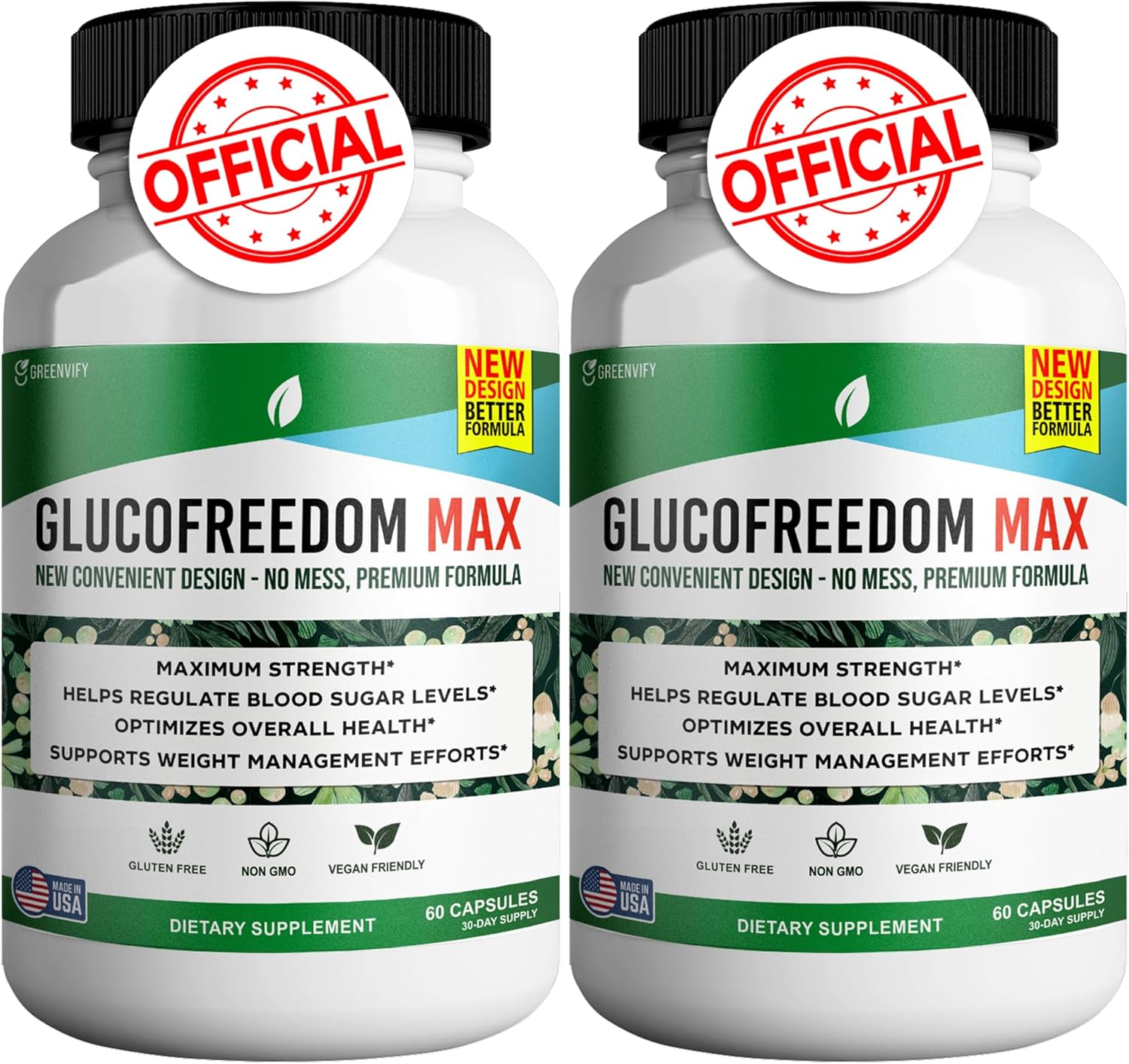 GlucoFreedom Max - Blood Flow & Circulation Supplement with Magnesium, Vitamins C & E, Zinc - 120 Capsules by GREENVIFY