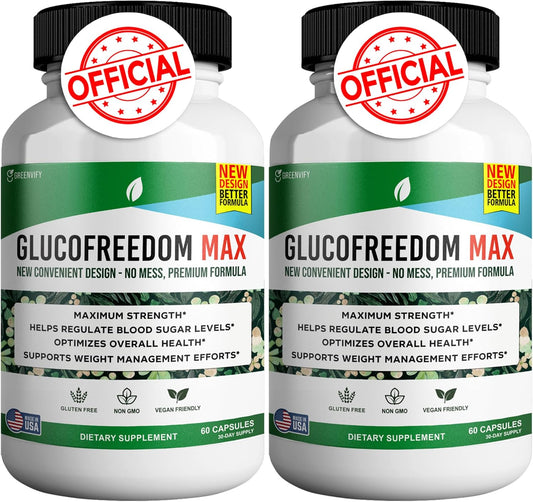 GlucoFreedom Max - Blood Flow & Circulation Supplement with Magnesium, Vitamins C & E, Zinc - 120 Capsules by GREENVIFY